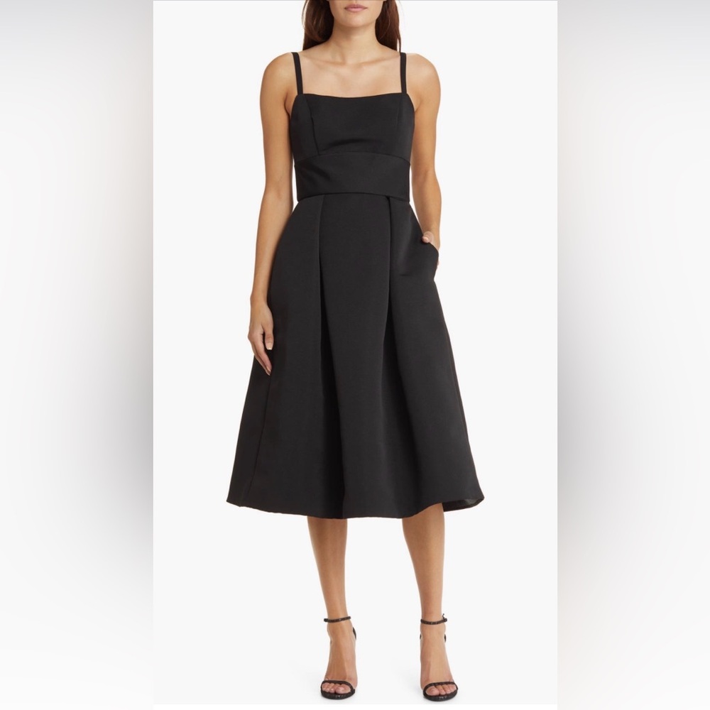 Amsale Black cocktail Midi Dress